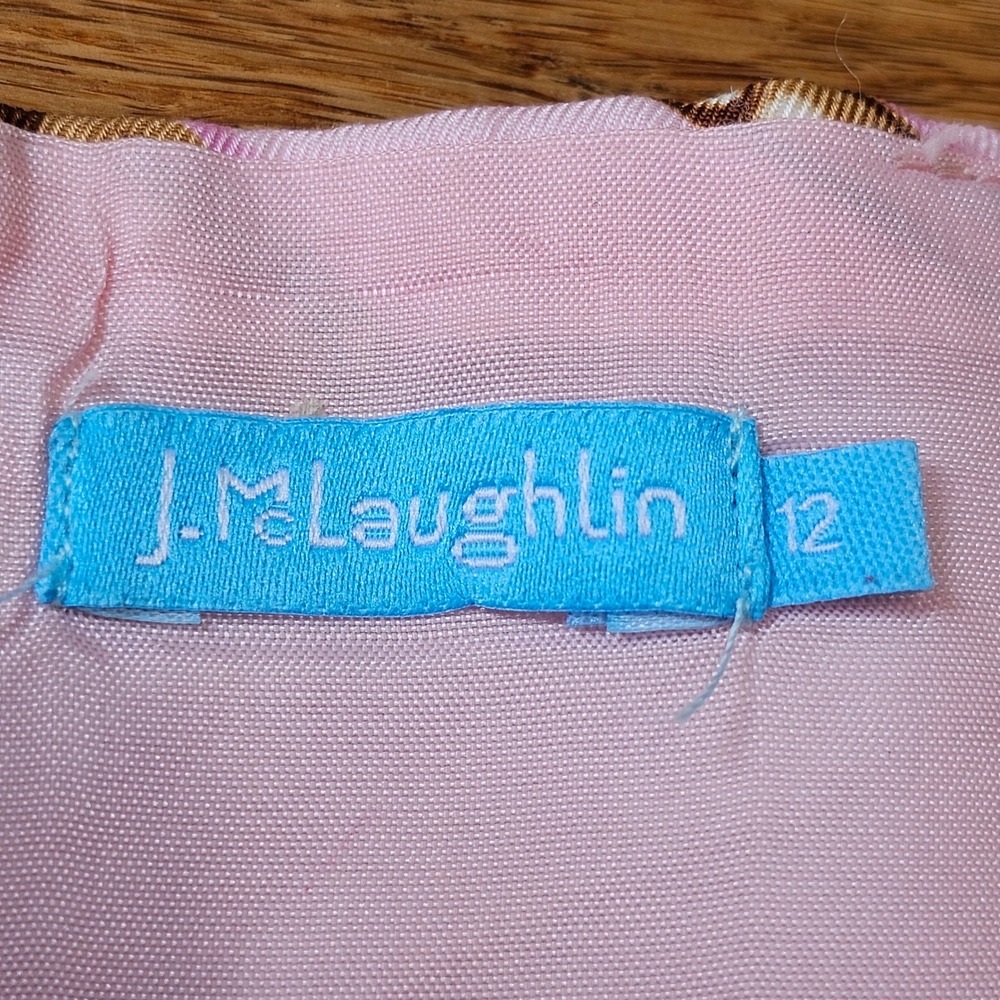 J McLaughlin Strapless Strapless Top Women 12 Pink Bamboo Print Southern‎ Belle - Picture 3 of 9